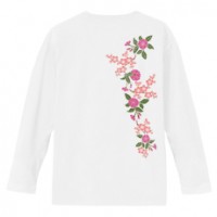 和柄Ｔシャツ　梅折枝桜　[レディース長袖(バックプリント)]|和柄Ｔシャツ [長袖,レディース,バックプリント]|和柄Ｔシャツ [レディース長袖]