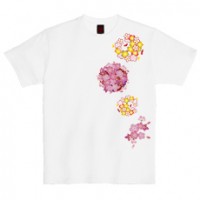 和柄Ｔシャツ　春花丸紋様　[レディース半袖]|和柄Ｔシャツ [半袖,レディース,通常プリント]|和柄Ｔシャツ [レディース半袖]