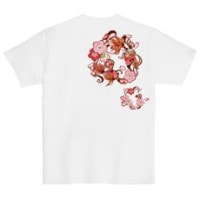 和柄Ｔシャツ　桜金魚　[レディース半袖(バックプリント)]|和柄Ｔシャツ [半袖,レディース,バックプリント]|和柄Ｔシャツ [レディース半袖]