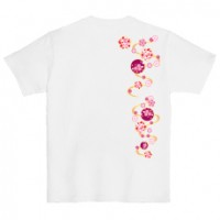 和柄Ｔシャツ　流水桜丸紋　[レディース半袖(バックプリント)]|和柄Ｔシャツ [半袖,レディース,バックプリント]|和柄Ｔシャツ [レディース半袖]