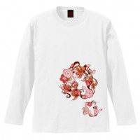 和柄Ｔシャツ　桜金魚　[レディース長袖]|和柄Ｔシャツ [長袖,レディース,通常プリント]|和柄Ｔシャツ [レディース長袖]
