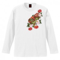 和柄Ｔシャツ　唐獅子牡丹　[レディース長袖]|和柄Ｔシャツ [長袖,レディース,通常プリント]|和柄Ｔシャツ [レディース長袖]