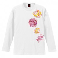 和柄Ｔシャツ　春花丸紋様　[レディース長袖]|和柄Ｔシャツ [長袖,レディース,通常プリント]|和柄Ｔシャツ [レディース長袖]