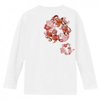 和柄Ｔシャツ　桜金魚　[レディース長袖(バックプリント)]|和柄Ｔシャツ [長袖,レディース,バックプリント]|和柄Ｔシャツ [レディース長袖]