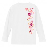 和柄Ｔシャツ　流水桜丸紋　[レディース長袖(バックプリント)]|和柄Ｔシャツ [長袖,レディース,バックプリント]|和柄Ｔシャツ [レディース長袖]