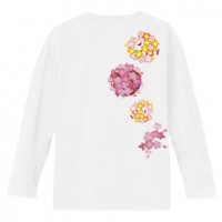 和柄Ｔシャツ　春花丸紋様　[レディース長袖(バックプリント)]|和柄Ｔシャツ [長袖,レディース,バックプリント]|和柄Ｔシャツ [レディース長袖]