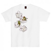 和柄Ｔシャツ　鳥獣戯画_桜酒宴　[レディース半袖]|和柄Ｔシャツ [半袖,レディース,通常プリント]|和柄Ｔシャツ [レディース半袖]