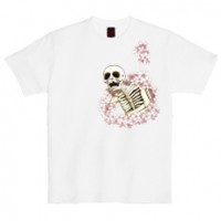 和柄Ｔシャツ　桜がしゃ髑髏　[レディース半袖]|和柄Ｔシャツ [半袖,レディース,通常プリント]|和柄Ｔシャツ [レディース半袖]
