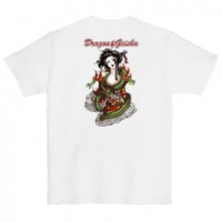 和柄Ｔシャツ　龍神芸者　[レディース半袖(バックプリント)]|和柄Ｔシャツ [半袖,レディース,バックプリント]|和柄Ｔシャツ [レディース半袖]