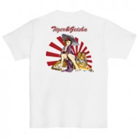 和柄Ｔシャツ　猛虎芸者　[レディース半袖(バックプリント)]|和柄Ｔシャツ [半袖,レディース,バックプリント]|和柄Ｔシャツ [レディース半袖]