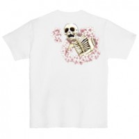 和柄Ｔシャツ　桜がしゃ髑髏　[レディース半袖(バックプリント)]|和柄Ｔシャツ [半袖,レディース,バックプリント]|和柄Ｔシャツ [レディース半袖]