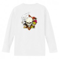 和柄Ｔシャツ　薫煙髑髏　[メンズ長袖(バックプリント)]|和柄Ｔシャツ [長袖,メンズ,バックプリント]|和柄Ｔシャツ [メンズ長袖]