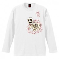 和柄Ｔシャツ　桜がしゃ髑髏　[レディース長袖]|和柄Ｔシャツ [長袖,レディース,通常プリント]|和柄Ｔシャツ [レディース長袖]