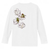 和柄Ｔシャツ　鳥獣戯画_桜酒宴　[レディース長袖(バックプリント)]|和柄Ｔシャツ [長袖,レディース,バックプリント]|和柄Ｔシャツ [レディース長袖]