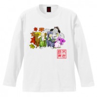 和柄Ｔシャツ　福禄寿と寿老人　[レディース長袖]|和柄Ｔシャツ [長袖,レディース,通常プリント]|和柄Ｔシャツ [レディース長袖]