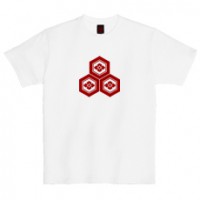 和柄家紋Ｔシャツ　浅井亀甲花菱　[レディース半袖]|和柄家紋_通常プリント|和柄家紋Ｔシャツ[レディース半袖]