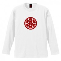 和柄家紋Ｔシャツ　長宗我部七ツ片喰　[メンズ長袖]|和柄家紋_通常プリント|和柄家紋Ｔシャツ[メンズ長袖]