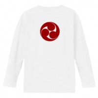 和柄家紋Ｔシャツ　土方左三ツ巴　[メンズ長袖(バックプリント)]|和柄家紋_バックプリント|和柄家紋Ｔシャツ[メンズ長袖]