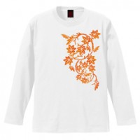 和柄Ｔシャツ　紅葉紋様　[メンズ長袖]|和柄Ｔシャツ [長袖,メンズ,通常プリント]|和柄Ｔシャツ [メンズ長袖]