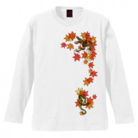 和柄Ｔシャツ　龍神紅葉　[メンズ長袖]|和柄Ｔシャツ [長袖,メンズ,通常プリント]|和柄Ｔシャツ [メンズ長袖]