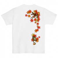 和柄Ｔシャツ　龍神紅葉　[レディース半袖(バックプリント)]|和柄Ｔシャツ [半袖,レディース,バックプリント]|和柄Ｔシャツ [レディース半袖]