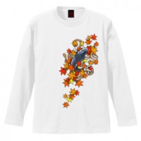 和柄Ｔシャツ　流水紅葉鯉　[レディース長袖]|和柄Ｔシャツ [長袖,レディース,通常プリント]|和柄Ｔシャツ [レディース長袖]