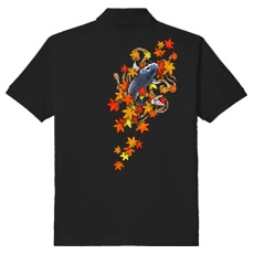 和柄ポロシャツ　流水紅葉鯉　[メンズ半袖]|和柄ポロシャツ [メンズ]