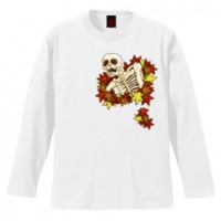 和柄Ｔシャツ　紅葉がしゃ髑髏　[メンズ長袖]|和柄Ｔシャツ [長袖,メンズ,通常プリント]|和柄Ｔシャツ [メンズ長袖]