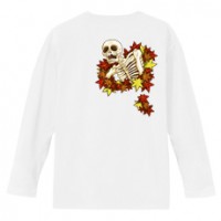 和柄Ｔシャツ　紅葉がしゃ髑髏　[メンズ長袖(バックプリント)]|和柄Ｔシャツ [長袖,メンズ,バックプリント]|和柄Ｔシャツ [メンズ長袖]