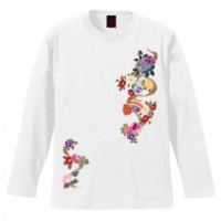 和柄Ｔシャツ　華鞠紋様　[メンズ長袖]|和柄Ｔシャツ [長袖,メンズ,通常プリント]|和柄Ｔシャツ [メンズ長袖]