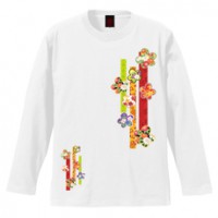 和柄Ｔシャツ　立飾梅紋様　[メンズ長袖]|和柄Ｔシャツ [長袖,メンズ,通常プリント]|和柄Ｔシャツ [メンズ長袖]