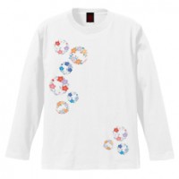 和柄Ｔシャツ　小花丸紋様　[レディース長袖]|和柄Ｔシャツ [長袖,レディース,通常プリント]|和柄Ｔシャツ [レディース長袖]