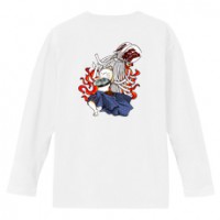 和柄Ｔシャツ　火消し猫　[レディース長袖(バックプリント)]|和柄Ｔシャツ [長袖,レディース,バックプリント]|和柄Ｔシャツ [レディース長袖]