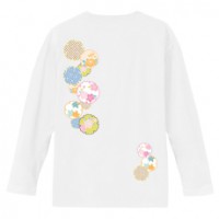 和柄Ｔシャツ　花雪輪紋様　[レディース長袖(バックプリント)]|和柄Ｔシャツ [長袖,レディース,バックプリント]|和柄Ｔシャツ [レディース長袖]