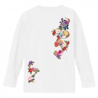 和柄Ｔシャツ　華鞠紋様　[レディース長袖(バックプリント)]|和柄Ｔシャツ [長袖,レディース,バックプリント]|和柄Ｔシャツ [レディース長袖]