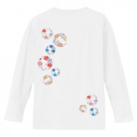 和柄Ｔシャツ　小花丸紋様　[レディース長袖(バックプリント)]|和柄Ｔシャツ [長袖,レディース,バックプリント]|和柄Ｔシャツ [レディース長袖]