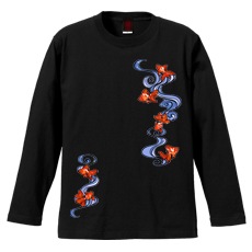 和柄Ｔシャツ　流水金魚　[メンズ長袖]|和柄Ｔシャツ [長袖,メンズ,通常プリント]|和柄Ｔシャツ [メンズ長袖]