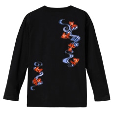 和柄Ｔシャツ　流水金魚　[メンズ長袖(バックプリント)]|和柄Ｔシャツ [長袖,メンズ,バックプリント]|和柄Ｔシャツ [メンズ長袖]