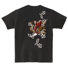 和柄Ｔシャツ　紅暴れ鯉　[レディース半袖(バックプリント)]|和柄Ｔシャツ [半袖,レディース,バックプリント]|和柄Ｔシャツ [レディース半袖]
