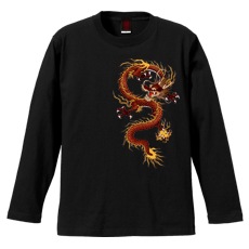 和柄Ｔシャツ　紅昇龍　[メンズ長袖]|和柄Ｔシャツ [長袖,メンズ,通常プリント]|和柄Ｔシャツ [メンズ長袖]