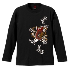 和柄Ｔシャツ　紅暴れ鯉　[メンズ長袖]|和柄Ｔシャツ [長袖,メンズ,通常プリント]|和柄Ｔシャツ [メンズ長袖]