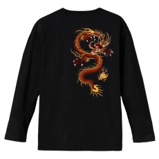 和柄Ｔシャツ　紅昇龍　[メンズ長袖(バックプリント)]|和柄Ｔシャツ [長袖,メンズ,バックプリント]|和柄Ｔシャツ [メンズ長袖]