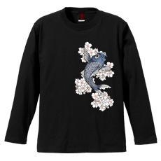 和柄Ｔシャツ　桜昇り鯉　[メンズ長袖]|和柄Ｔシャツ [長袖,メンズ,通常プリント]|和柄Ｔシャツ [メンズ長袖]