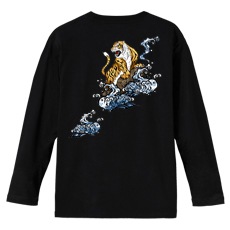 和柄Ｔシャツ　荒波猛虎　[メンズ長袖(バックプリント)]|和柄Ｔシャツ [長袖,メンズ,バックプリント]|和柄Ｔシャツ [メンズ長袖]