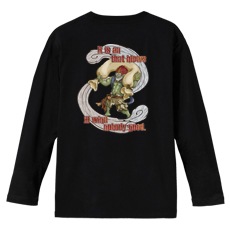 和柄Ｔシャツ　激風神　[レディース長袖(バックプリント)]|和柄Ｔシャツ [長袖,レディース,バックプリント]|和柄Ｔシャツ [レディース長袖]