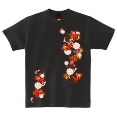 和柄Ｔシャツ　桜流水金魚　[レディース半袖]|和柄Ｔシャツ [半袖,レディース,通常プリント]|和柄Ｔシャツ [レディース半袖]