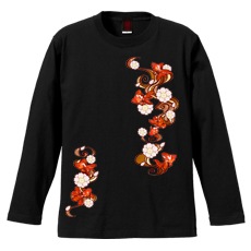 和柄Ｔシャツ　桜流水金魚　[メンズ長袖]|和柄Ｔシャツ [長袖,メンズ,通常プリント]|和柄Ｔシャツ [メンズ長袖]