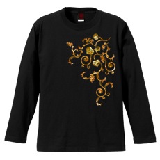 和柄Ｔシャツ　葵唐草(茶)　[メンズ長袖]|和柄Ｔシャツ [長袖,メンズ,通常プリント]|和柄Ｔシャツ [メンズ長袖]