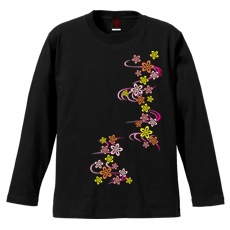 和柄Ｔシャツ　桜流水紋様　[メンズ長袖]|和柄Ｔシャツ [長袖,メンズ,通常プリント]|和柄Ｔシャツ [メンズ長袖]