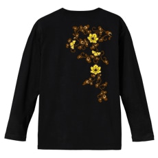 和柄Ｔシャツ　唐花唐草(茶)　[メンズ長袖(バックプリント)]|和柄Ｔシャツ [長袖,メンズ,バックプリント]|和柄Ｔシャツ [メンズ長袖]